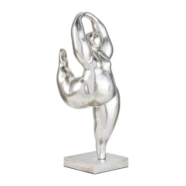 Litton Lane 20 in. x 7 in. Silver Polystone Modern Dancer Sculpture