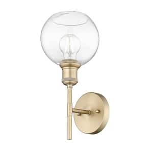 Axel 1-Light Brushed Champagne Bronze and Clear Glass Wall Sconce