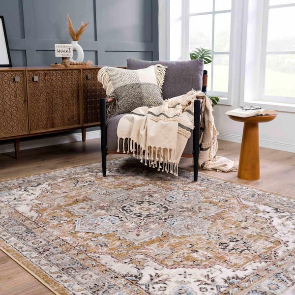 Albie Gold Beige 5 ft. x 7 ft. Area Rug