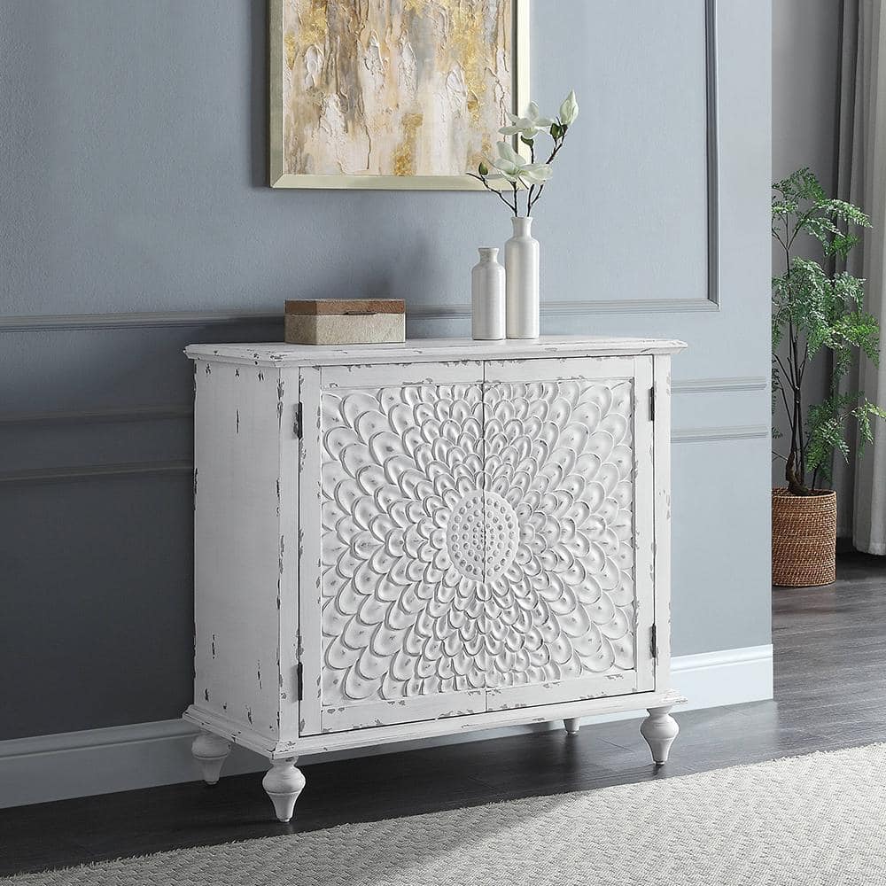 Antique White Daray Console Table with Bun Turned Legs