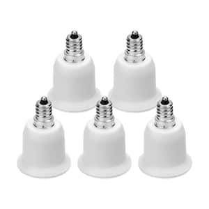 5-Pieces Outlet Light Socket Candelabra E12 to Medium Socket E26/E27 Bulb Base Adapter in White