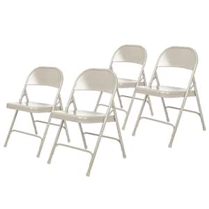 Bernadine Round-Backed Card Table Folding Chair with Metal Seat, Grey, Pack of 4