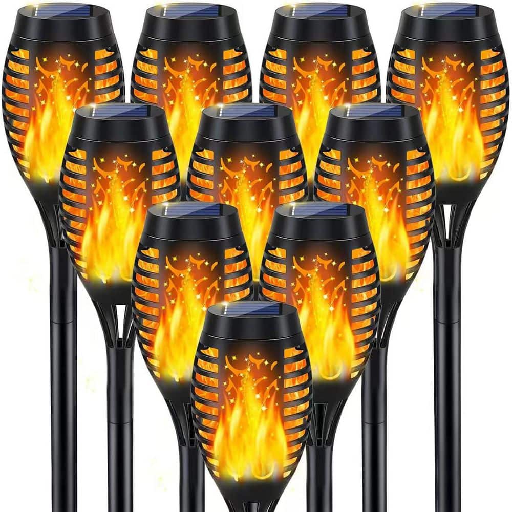 Black ABS Solar Outdoor Torch Light Flickering Flame Waterproof Garden Landscape Pathway Lighting 10 Pack price history on PriceWatchPro