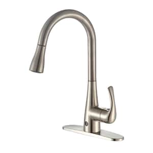 8 in. Deck Single Handle Pull Down Kitchen Faucet with 3-Spray, Aerator, Ceramic Cartridge in Brushed Nickel