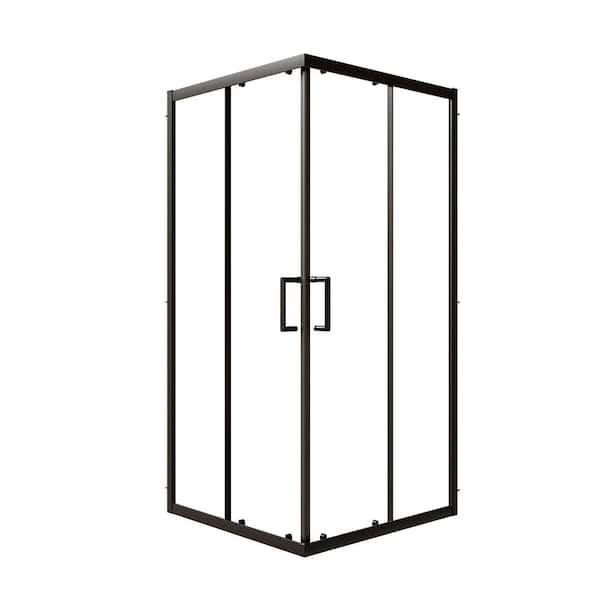 Vitrina 36 in. W x 71 in. H Sliding Full Frame Shower Door in Matte Black Finish with Tempered Glass