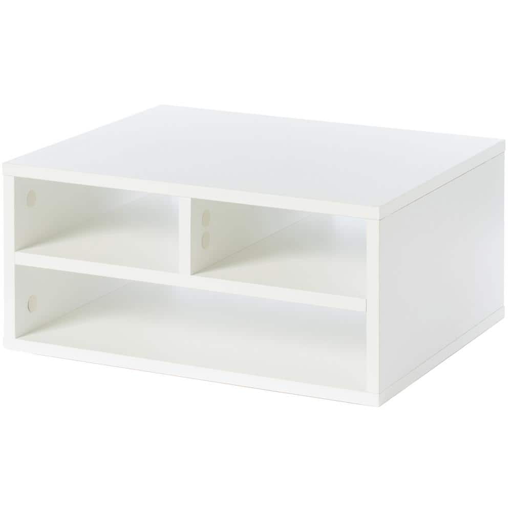 White Wood Compact Desktop Printer Stand with Storage