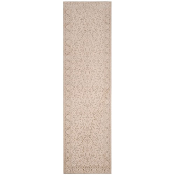 Noble 2 ft. x 6 ft. Light Beige/Cream Floral Oriental Runner Rug