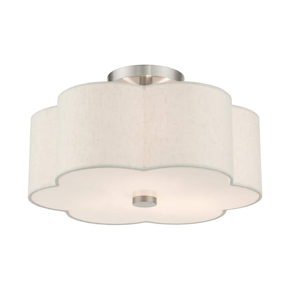 Solstice Brushed Nickel 3-Light LED Indoor/Outdoor Drum Flush Mount