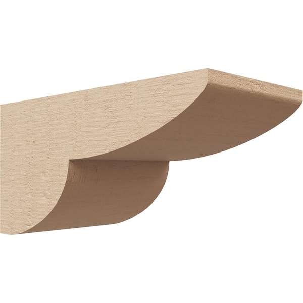 Ekena Millwork 4 in. x 4 in. x 8 in. Series 3 Wide Crestline Rough Cedar Woodgrain Timberthane Polyurethane Corbel, Primed Tan