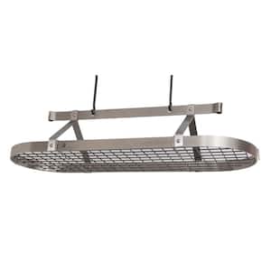 Handcrafted 48 in. French Oval Ceiling Pot Rack with 24-Hooks Stainless Steel