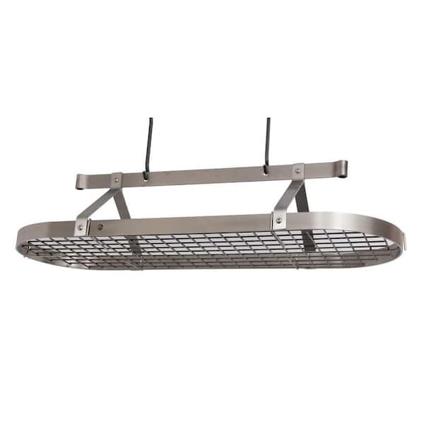 Handcrafted 48 in. French Oval Ceiling Pot Rack with 24-Hooks Stainless Steel