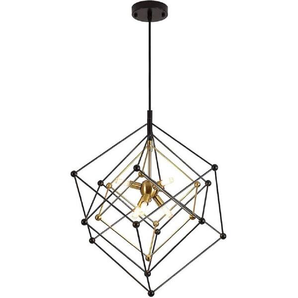 GMGSROM 6 Light Dimmable Geometric Chandelier in Black