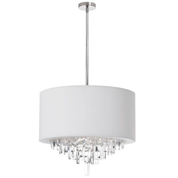 Radionic Hi Tech Jasmine 6-Light Polished Chrome Crystal Chandelier with White Lycra Shade