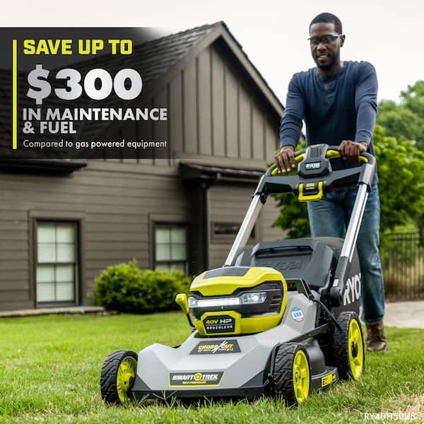 RYOBI 40V HP Brushless 21 in. Cordless Battery Walk Behind Dual-Blade  Self-Propelled Mower & Blower - (2) Batteries & Charger RY401150-2X - The  Home Depot