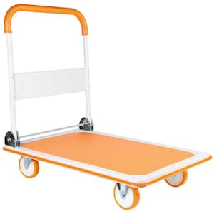 660 lbs. Capacity Platform Foldable Hand Truck, Steel Frame Push Heavy-Duty Rolling Dolly, Moving Carts in Orange