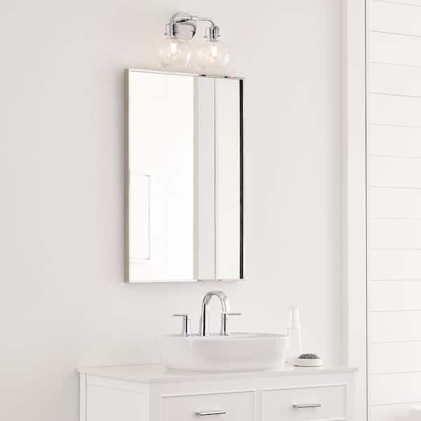 Generation Lighting - Clara 14 in. 2-Light Chrome Vanity Light Clear Seeded Glass Shades