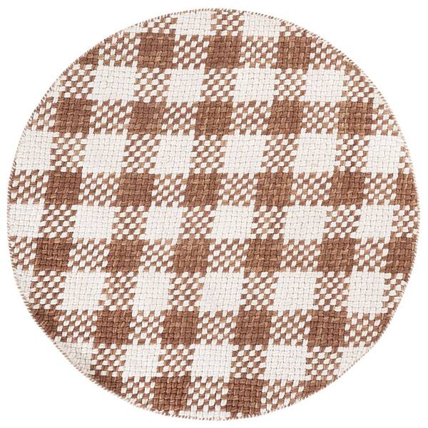 Natural Fiber Couture 6 ft. ft. x 6 ft. Rust/Ivory Check Round Rug
