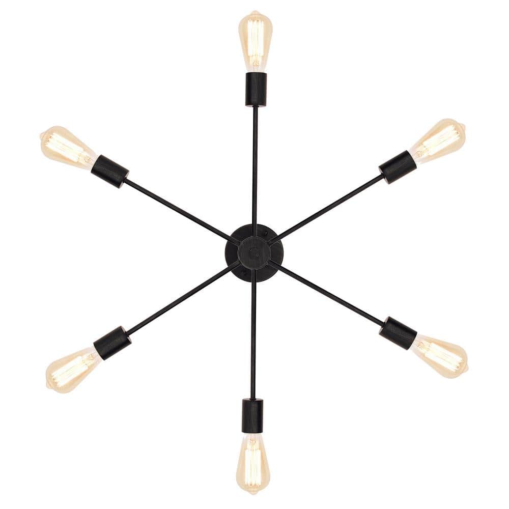 Cintia Matte Black 6-Light Iron Flush Mount Chandelier