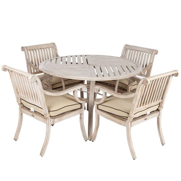 Patio Sense 5-Piece Patio Dining Set with Beige Cushions