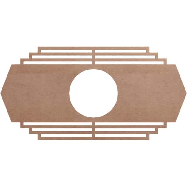 Ekena Millwork 32 in. x 16 in. x 8 3/8 in. x 3/8 in. Chrysler Wood Fretwork Pierced Ceiling Medallion, Wood (Paint Grade)