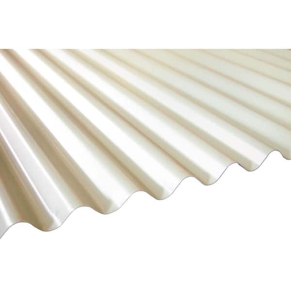 Unbranded 16 ft. Milk White Deep Corrugated Steel Roof Panel
