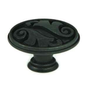 Oakley 1-1/2 in. Antique Black Oval Cabinet Knob