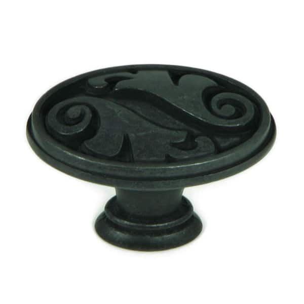 Stone Mill Hardware Oakley 1-1/2 in. Antique Black Oval Cabinet Knob (10-Pack)