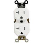 20 Amp Industrial Specification Grade Weather/Tamper Resistant Self Grounding Duplex Outlet, White