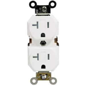 20 Amp Industrial Specification Grade Weather/Tamper Resistant Self Grounding Duplex Outlet, White