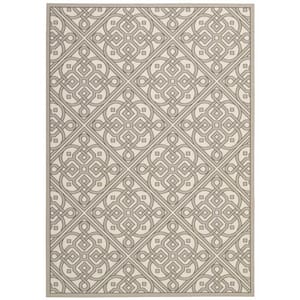 Lace It Up Stone 5 ft. x 7 ft. Geometric Modern Indoor/Outdoor Patio Area Rug