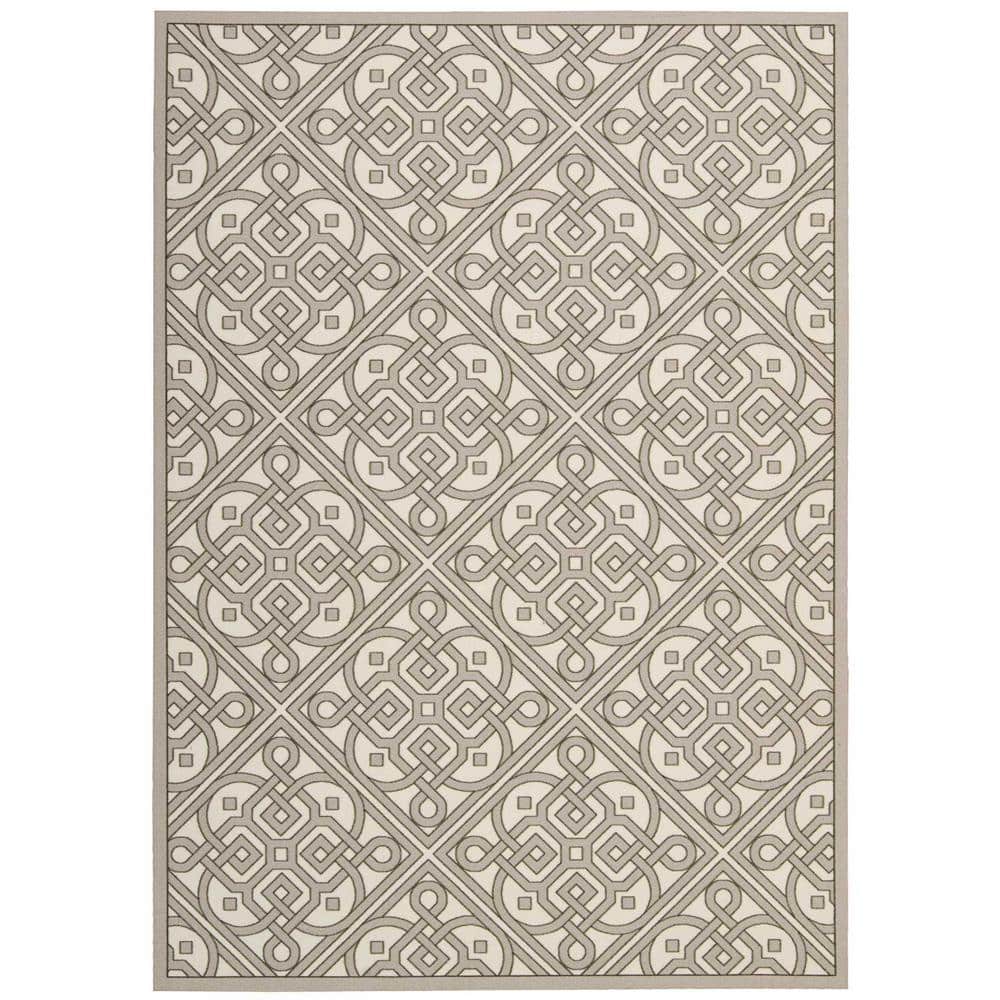 Waverly Lace It Up Stone 8 ft. x 11 ft. Geometric Modern Indoor/Outdoor