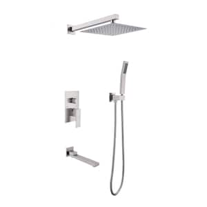 Single Handle 1 -Spray Tub and Shower Faucet 2.0 GPM in. Brushed Nickel Valve Included