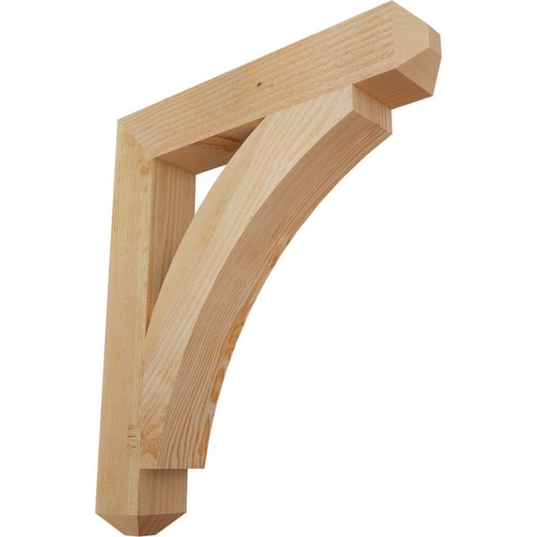 Ekena Millwork 4 in. x 28 in. x 24 in. Douglas Fir Thorton Craftsman Rough Sawn Bracket