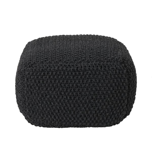 Unbranded Hot seller Dark Gray Hollis Knitted Cotton Pouf on Throw Blanket of Living Room and Bedroom