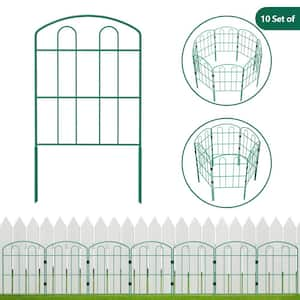 24 in. H x 13 in. L Metal Garden Fence, Green Outdoor Double Gate Type Fence Pack of 10