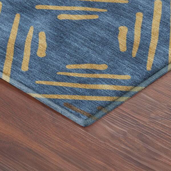 Mayfield Premium Machine Washable Abstract AMF2413 Navy 10 ft. x 14 ft. Area Rug