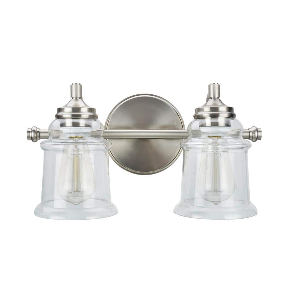 2-Light Brushed Nickel Vanity Light with Clear Glass Shade price history on PriceWatchPro