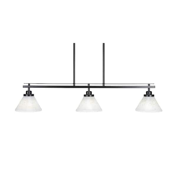 Unbranded Monroe 3-Light, Matte Black Billiard Light, Any room with 7 in. Gold Ice Glass Shades no bulbs included