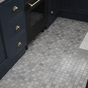 Fortune Grey 11.625 in. x 11.625 in. Polished White/Grey Squares Marble Wall/Floor Mosaic Tile (9.38 sq. ft./Case)