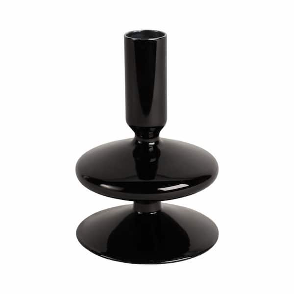 Liv & Skye Black 5 in. Vintage Glass Taper Candle Holder