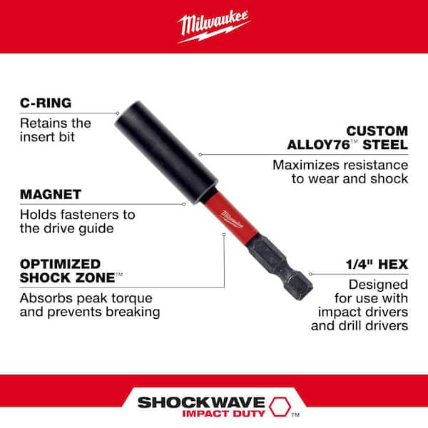 motor Beroligende middel Souvenir Milwaukee SHOCKWAVE Impact Duty 12 in. Magnetic Bit Holder 48-32-4512 - The  Home Depot