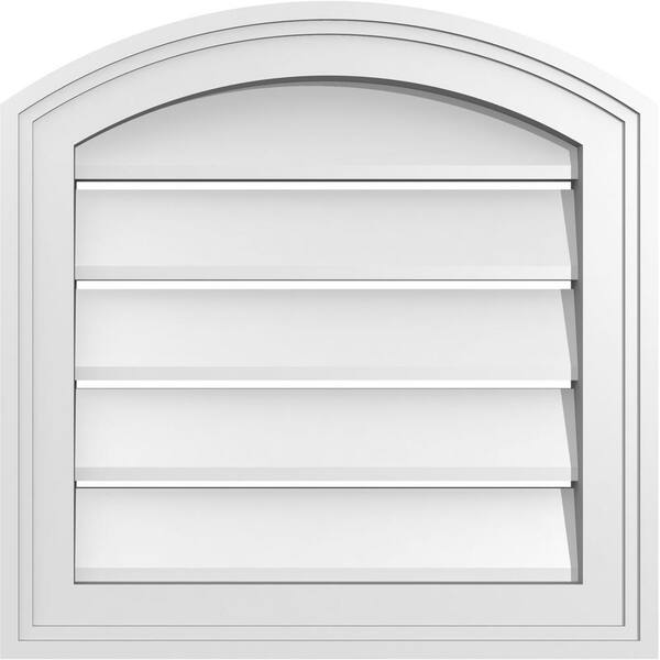 Ekena Millwork 16" x 42" Arch Top Surface Mount PVC Gable Vent: Non-Functional with Brickmould Frame