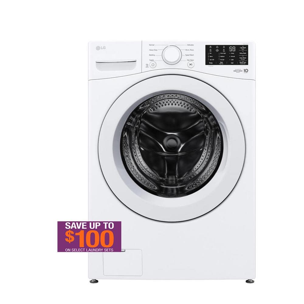LG 5.0 cu. ft. Stackable Front Load Washer in White with 6 Motion Cleaning Technology