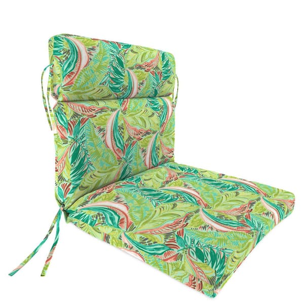 20 in. x 44 in. Universal Outdoor High Back Dining Chair Cushion in Aqua Tropical Leaf