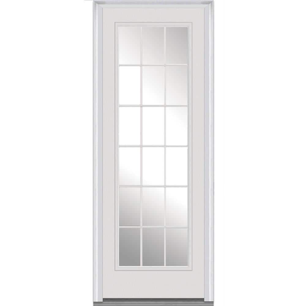 36 in. x 96 in. Clear Glass Left-Hand Full Lite 18-Lite Classic Painted Fiberglass Smooth Prehung Front Door price history on PriceWatchPro