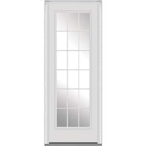 36 in. x 96 in. Clear Glass Left-Hand Full Lite 18-Lite Classic Painted Fiberglass Smooth Prehung Front Door