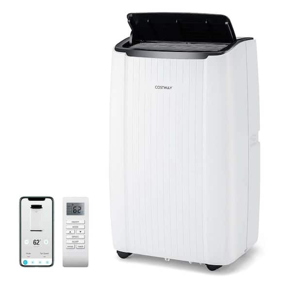 Costway 8000 (DOE) BTU Portable Air Conditioner Cools 450 Sq. Ft. with Heater and WiFi Enabled in White