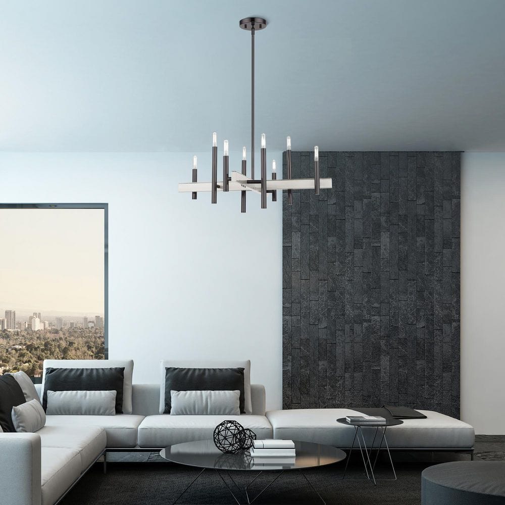 Denmark 8-Light Black Chrome Candelabra Chandelier