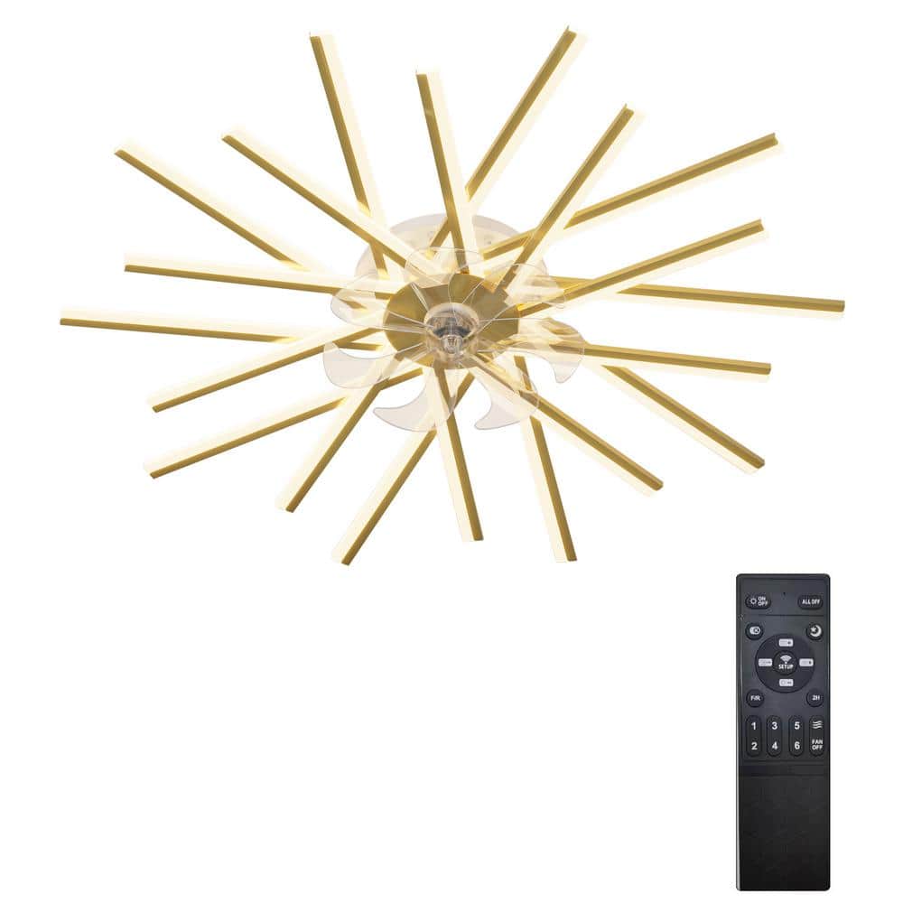 45 in. 120-Watt Modern Dimmable Gold Integrated LED Flush Mount with White 