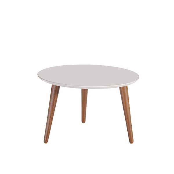 Manhattan Comfort Moore 24 in. Off-White Medium Round Wood Coffee Table